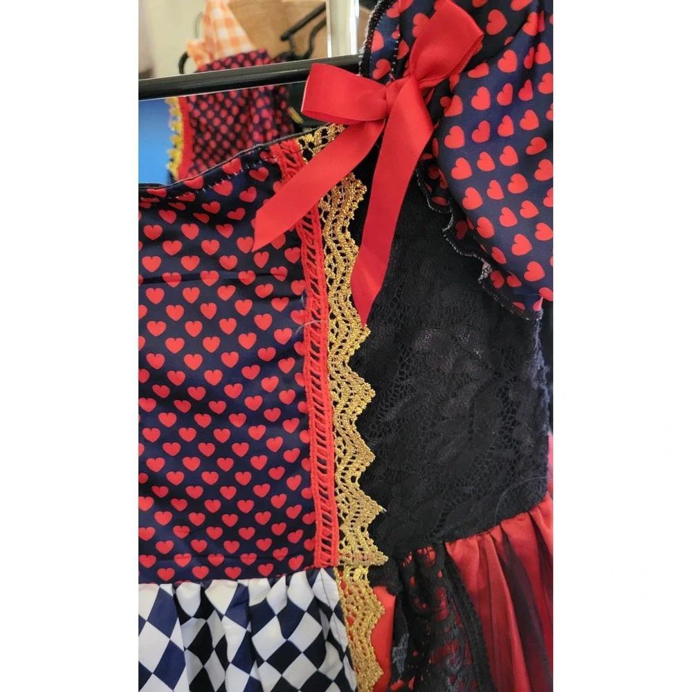 Trish Scully Child Queen of Hearts Costume Dress Red Black Lace Size 12